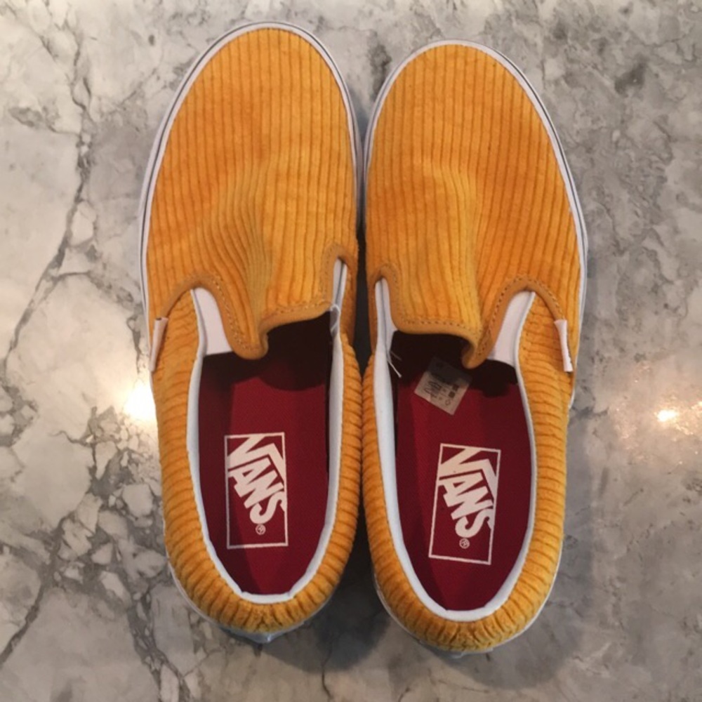 NWOT Yellow Corduroy Slip-On Vans